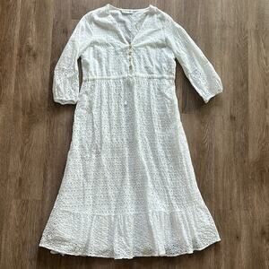 Goodnight Macaroon White Eyelet Midi Dress Size Medium